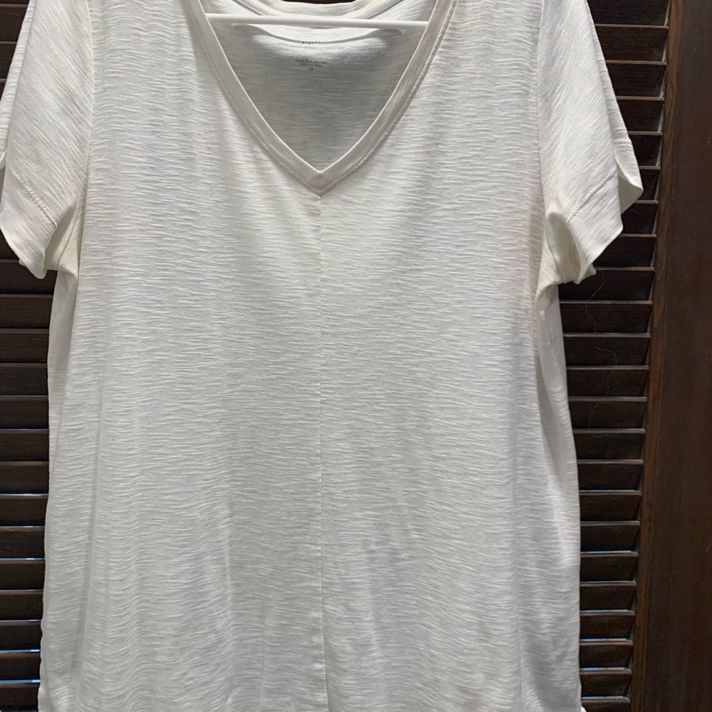 Women's White V-Neck Top
